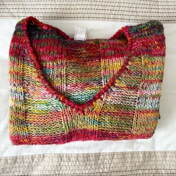 BOBBIE BROOKS Rainbow Weave Knit Sweater L - Picture 9 of 9